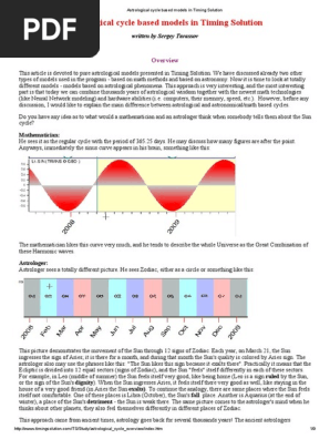 Astrological Cycle Based Models In Timing Solution