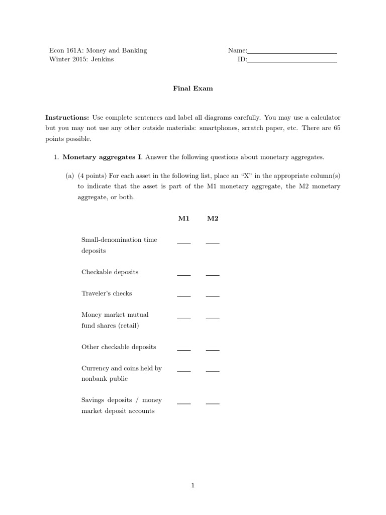 Money and Banking Final Exam Guide | PDF | Yield Curve | Bonds (Finance)