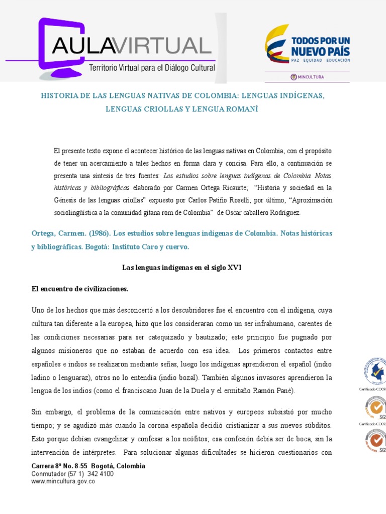 Historia de lenguas nativas en Colombia | PDF | Pueblo romaní | Lengua ...