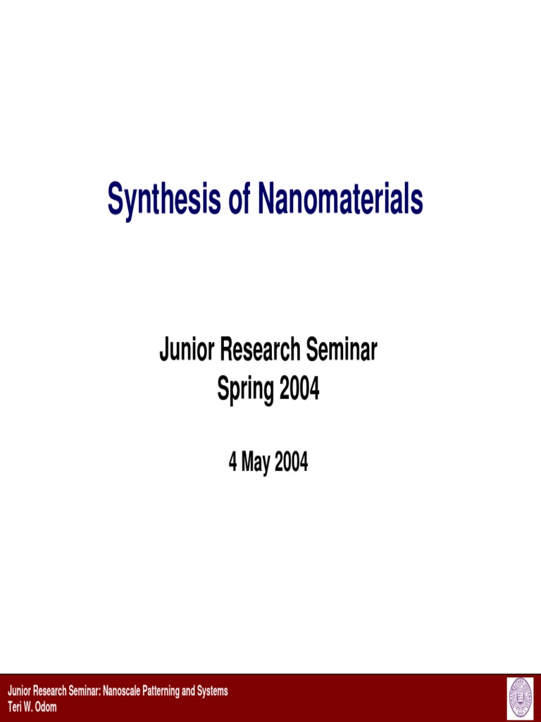 Nanomaterials Synthesis Techniques | PDF | Nanomaterials | Nanotechnology