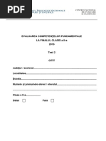 Evaluare Națională Clasa A II-a 2016 Citit Test 2 LB Română