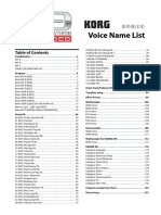 Korg M3 Lista de Nomes e Timbres