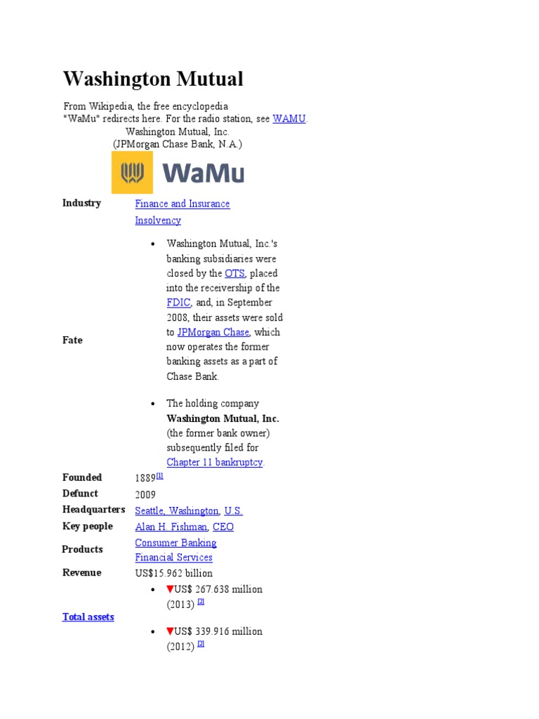 Washington Mutual Washington Mutual Chase Bank
