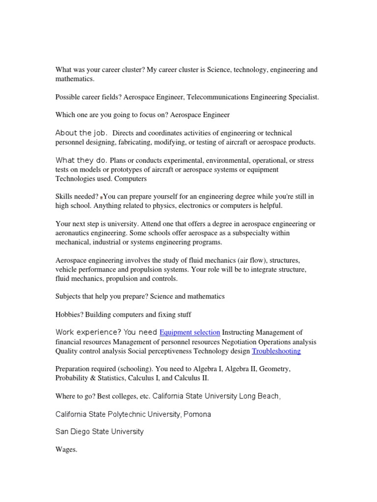 Aerospace Engineering Career Guide | PDF