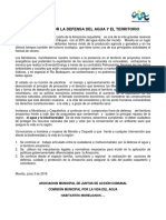 Manifiesto Por La Defensa Del Agua y El Territorio