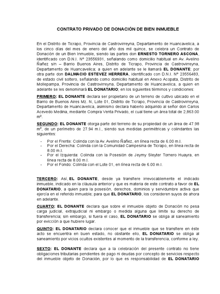 Introducir 112+ imagen modelo de contrato privado de donacion