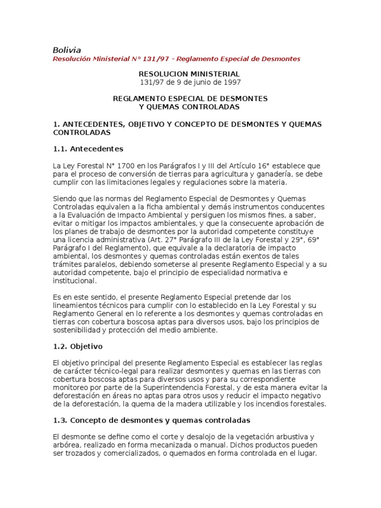 Bolivia | PDF | Los bosques | Regulación