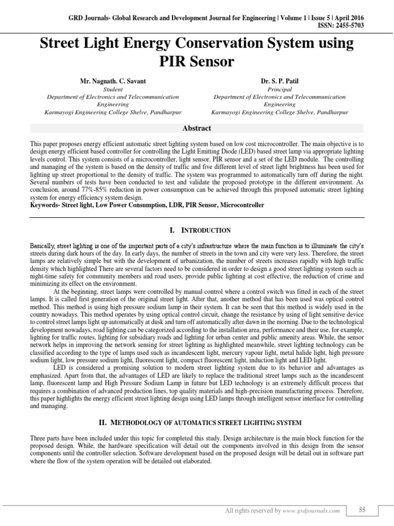 Energy-Efficient Street Lighting System | PDF | Lighting | Street Light