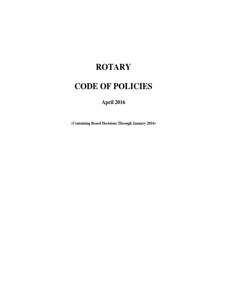 Rotary Code of Policies April 2016 PDF Committee Constitutional