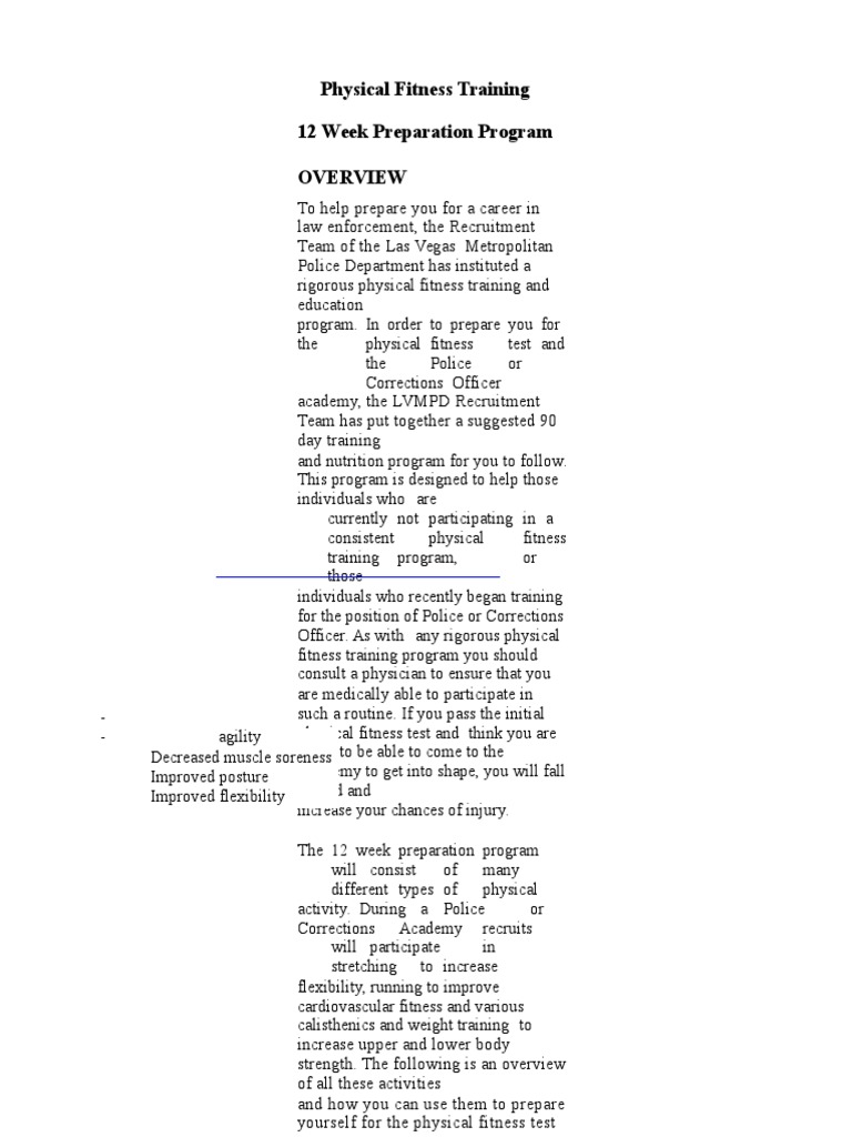 Different Programs Physical Fitness Test