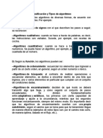 Clasificación y tipos de algoritmos según sus atributos