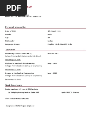 Yusuf Khan CV