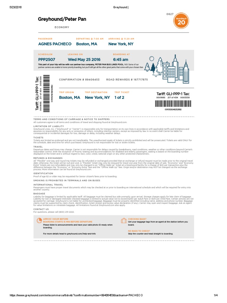 Greyhound PDF Baggage Identity Document
