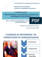 Cuidados enfermería transfusión hemoderivados