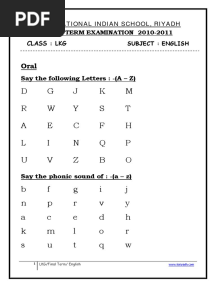 LKG English FinalTerm Worksheet