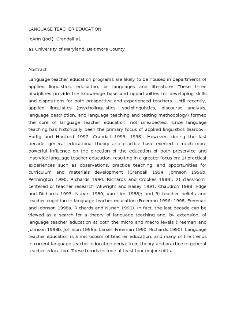Trends in Language Teacher Education | PDF