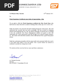 Work Experience Certificate