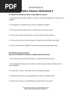 Relative Clauses Worksheets 2 PDF