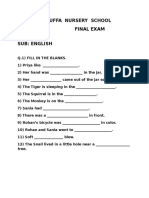 As-Suffa Nursery School STD: 1 Final Exam Marks: Sub: English