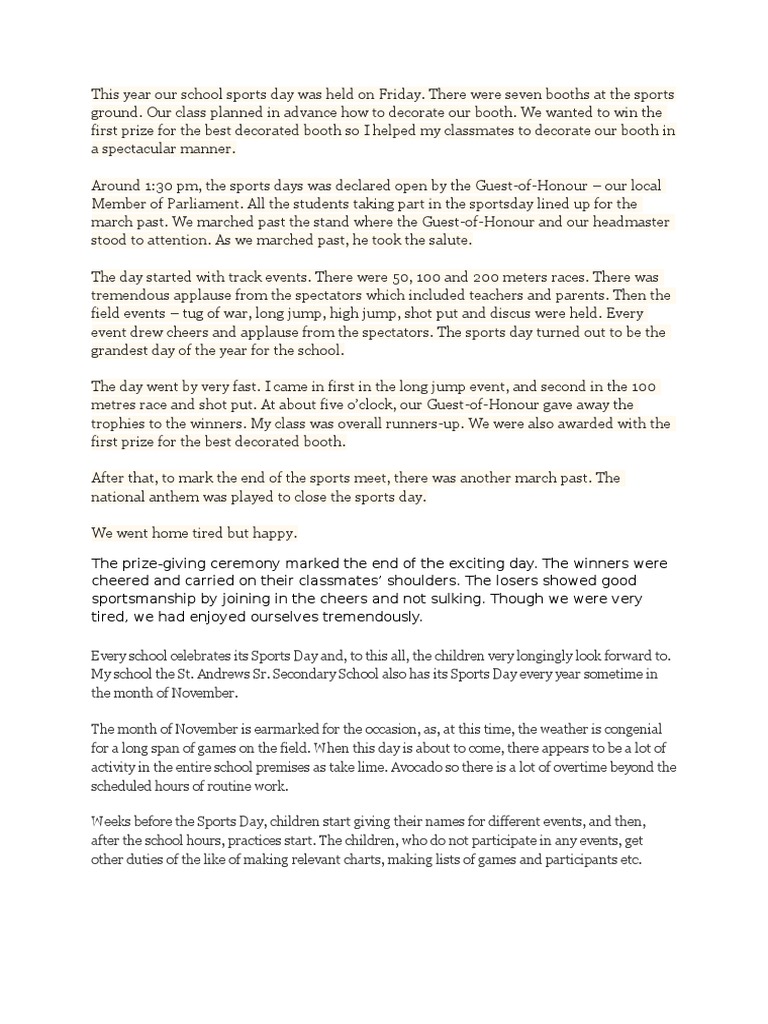 This Year Our School Sports Day Was Held On Friday Recycling