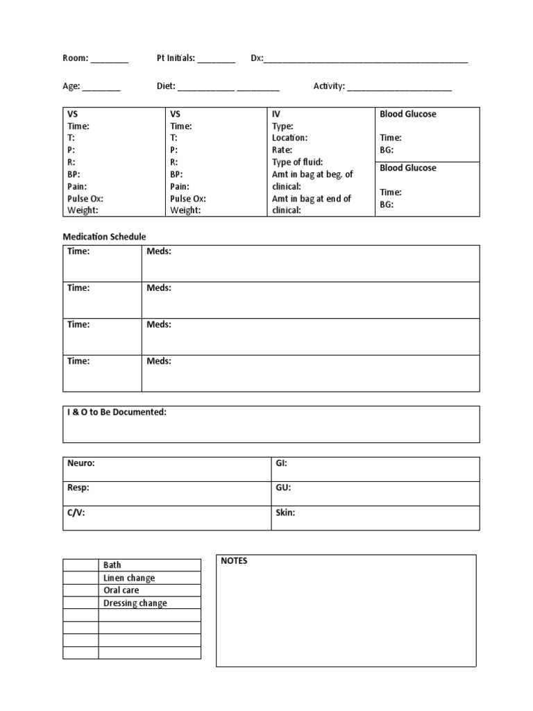 Nursing Clinical Worksheet Template | PDF | Disorders Of Endocrine ...