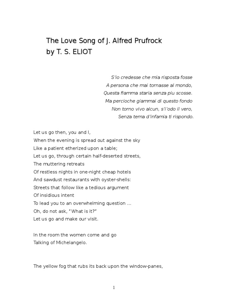 The Lovesong of J Alfred Prufrock PDF