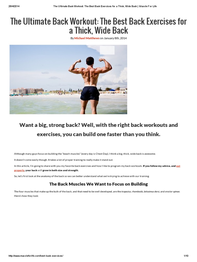 The Ultimate Back Workout - The Best Back Exercises For A Thick, Wide Back  - Muscle For Life, PDF, Weight Training