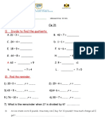 1) Divide To Find The Quotients: Division CW 31