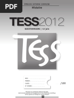 Evaluation Jcertificative - TESS - 2012 - Histoire - Questionnaires Et Portefeuille de Documents (Ressource 9225)