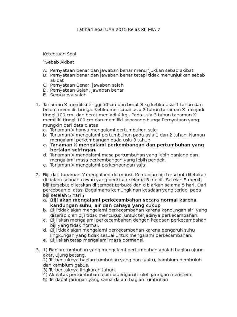 Soal Biologi Hots (Alfa Ali)