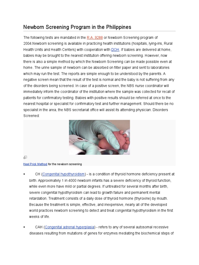 Newborn Screening In The Philippines – MNQJCP