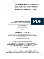 Inculcation of Philosophical Attitudes in Nigeria School Children As Instrument For Building The Culture of Peace