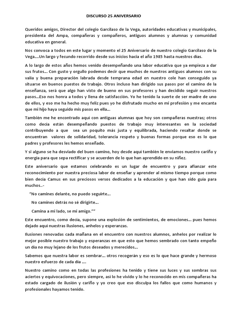 Discurso de bodas de oro | Maestros