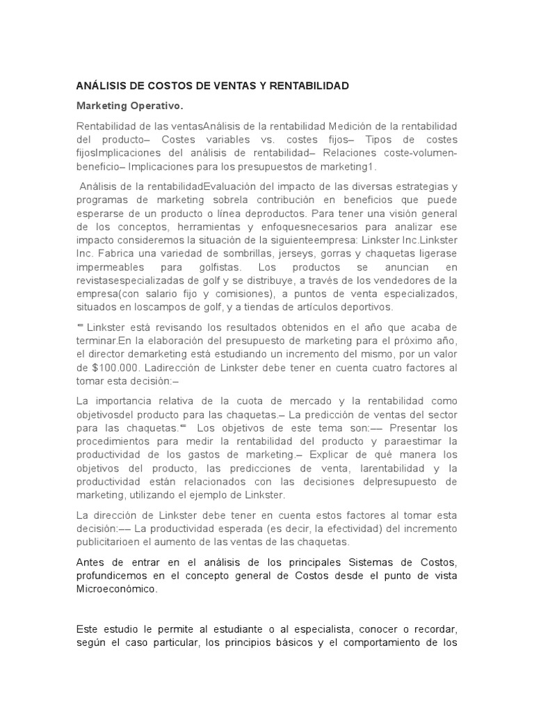Análisis de Costos y Rentabilidad en Ventas | PDF | Auditoría ...