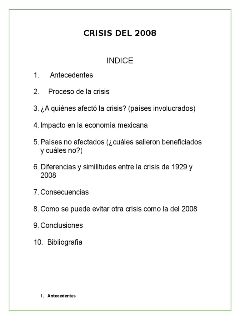 Crisis Financiera de 2008: Análisis y Consecuencias | PDF | Gran ...