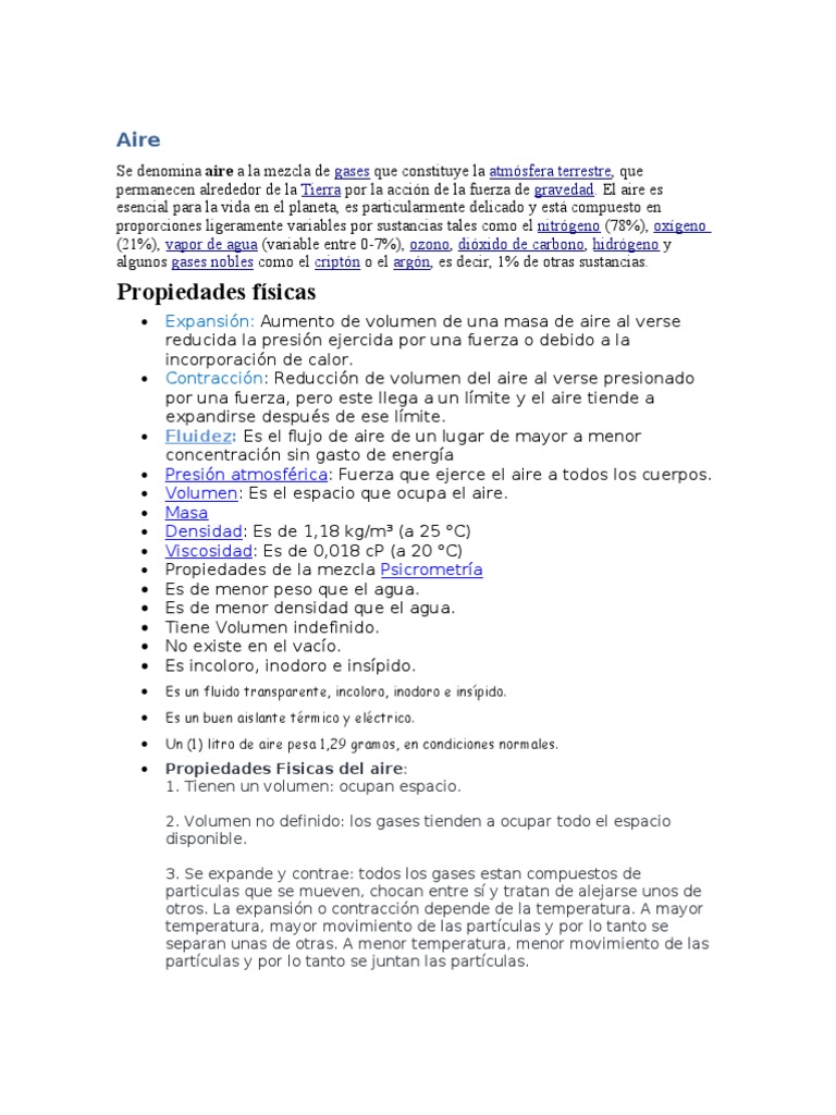 Propiedades y Composición del Aire | PDF | Atmósfera de tierra | Atmósfera
