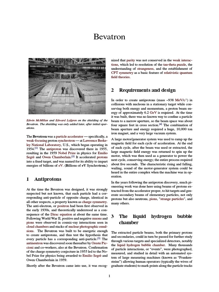 Bevatron: Pioneering Antiproton Research | PDF | Particle Physics | Physics