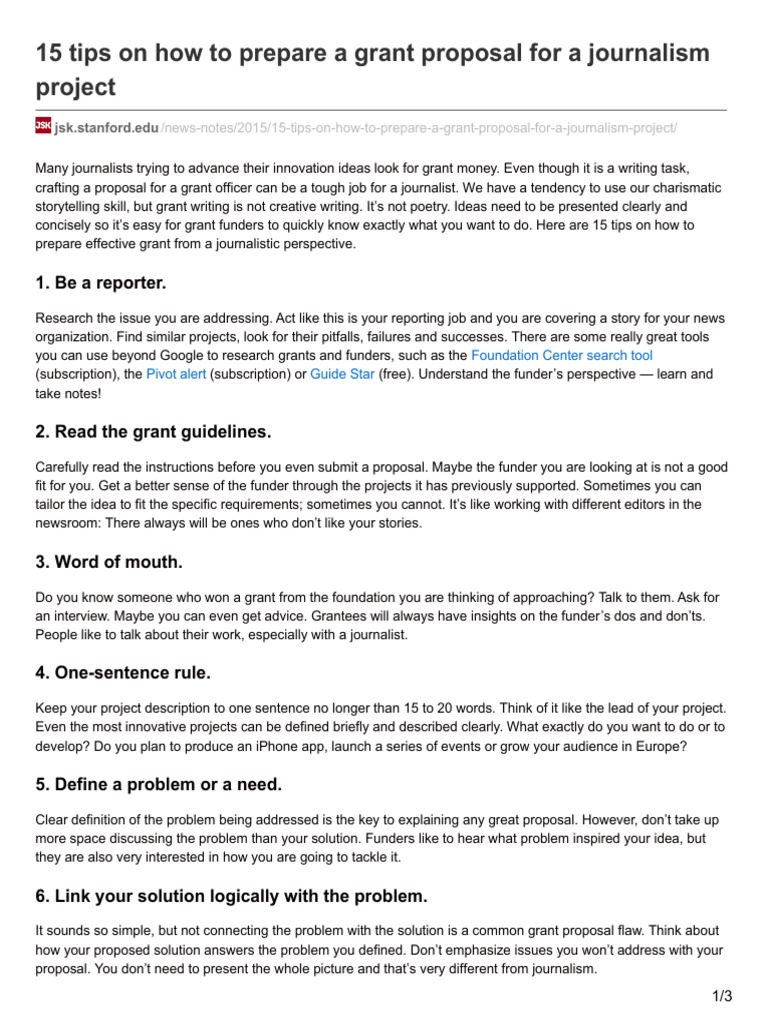 15 Tips on How to Prepare a Grant Proposal for a Journalism Project