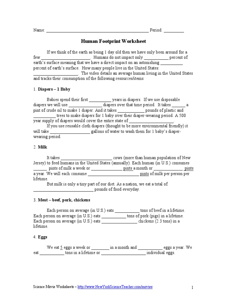National Geographic Human Footprint Video Questions Diaper Car