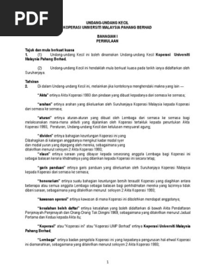 Undang-Undang Kecil Koperasi UMP Berhad  PDF