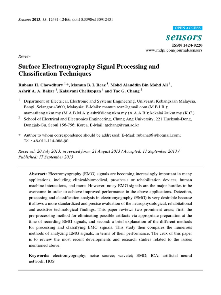 EMG Processing Signal | PDF | Wavelet | Electromyography