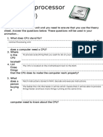 The Microprocessor (CPU) : Task 1: This Is A Difficult Unit and You Need To Ensure That You Use The Theory