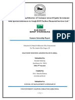 Customer Buying Behavior of Equity Investments at Geojit BNP Paribas