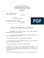 Motion For Production of Documents