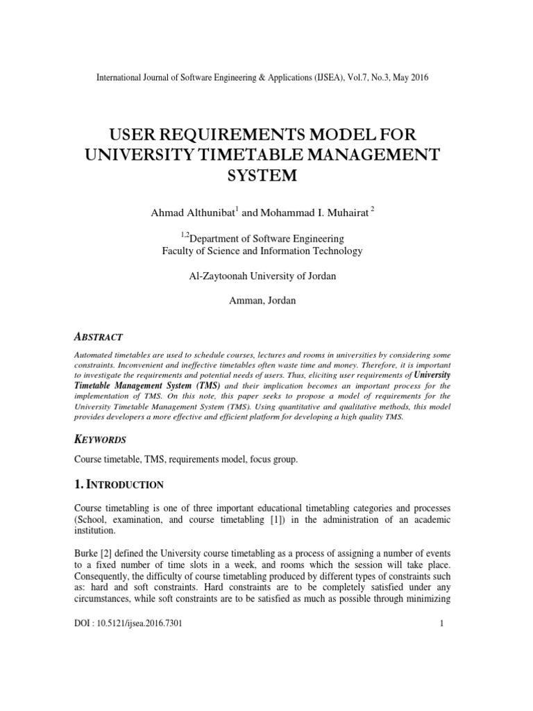 User Requirements for University Timetable System | PDF | Software ...