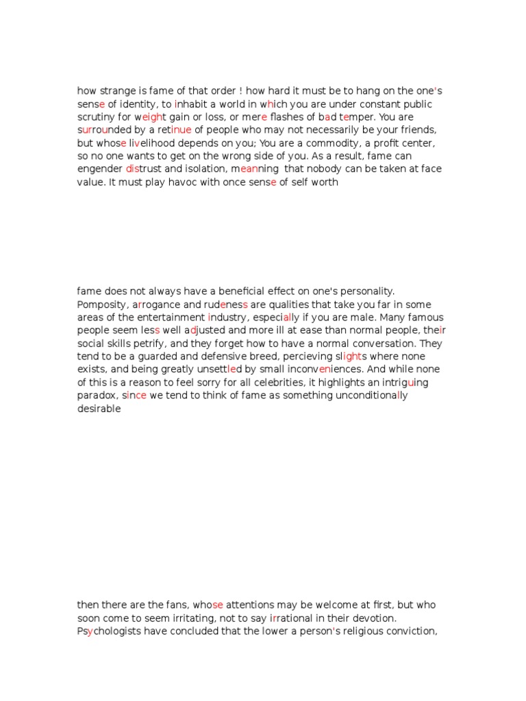 Effects of Fame on Identity and Relationships | PDF | Psychological ...