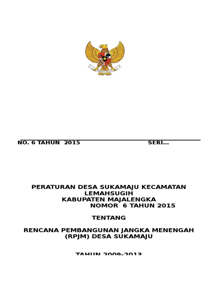 Cover RPJM Desa Sukamaju 2024 | PDF | Bisnis