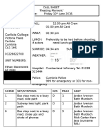 Call Sheet 10th June