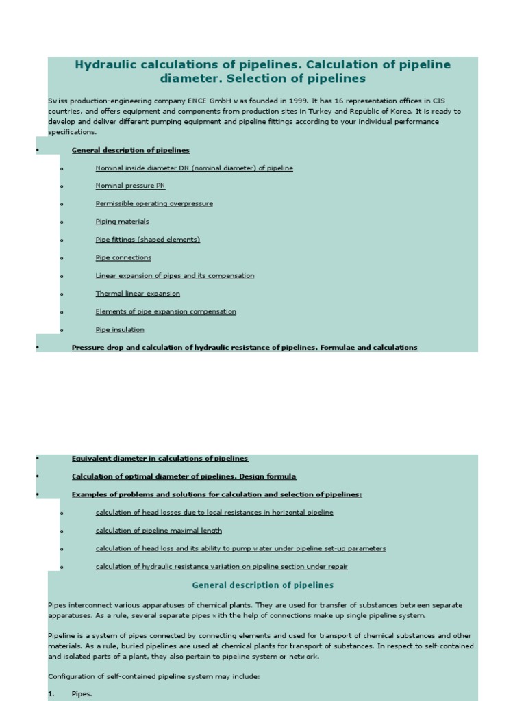 Hydraulic Pipeline Calculation Guide | PDF | Reynolds Number | Viscosity