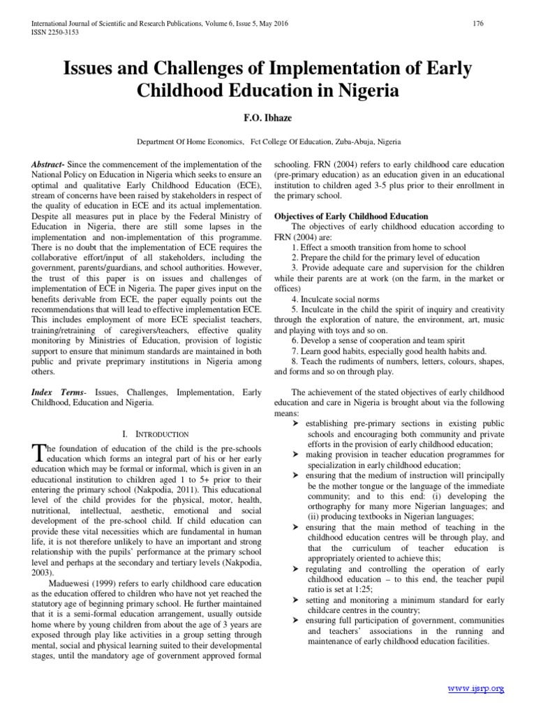 Challenges in Nigeria's Early Childhood Education | PDF | Early ...